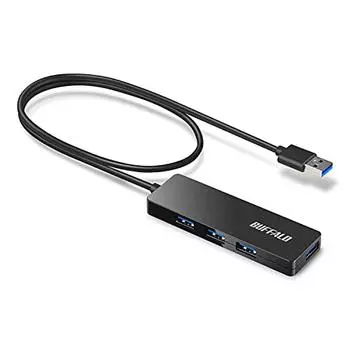 Buffalo USB Hub USB3.0 Slim Design 4 Ports 60cm Bus Powered Lightweight Compatible with Windows Mac PS4 PS5 Chromebook Telework Home Work BSH4U12560U3