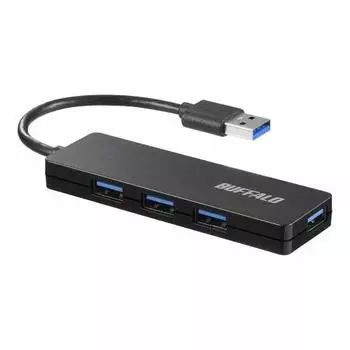 Buffalo USB Hub USB3.0 Slim Design 4 Ports Bus Power Lightweight Compatible with Windows Mac PS4 PS5 Chromebook Telework Home Work BSH4U125U3BK
