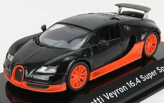 Bugatti minicar BUGATTI SUPER SPORT 2010 with case 1/43 16.4 (black/orange) [item] чёрный