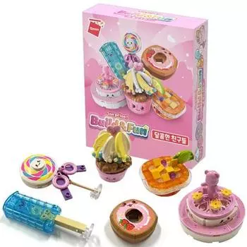 Build & Fun Sweet Friends 1 Nanoblock, разноцветные, популярные корейские игрушки