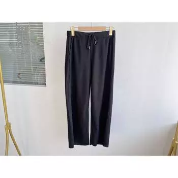 Building 3a-29 Spring and Autumn Japanese Style Minimalist Casual Lazy Plaid Super Easy to Wear Wide Leg Classy Feeling Tongqin Pants S2 Black M