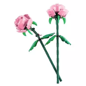 Building Block Rose Educational Lifelike Beautiful Block Flower Toy for Girls Birthday Gifts Pink