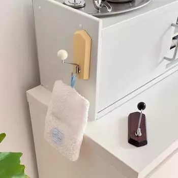 Бук Магнитная настенная вешалка для одежды за дверью холодильника Магнит настенный без следов Декоративные вешалки для одежды из цельного дерева 1pc жёлтый