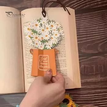 Букет цветов 3D всплывающая закладка для книг Бумага Подсолнух/Дикая/Цветущая вишня Открытка Цветочные закладки для книг Аксессуары для любителей книг Sunflower