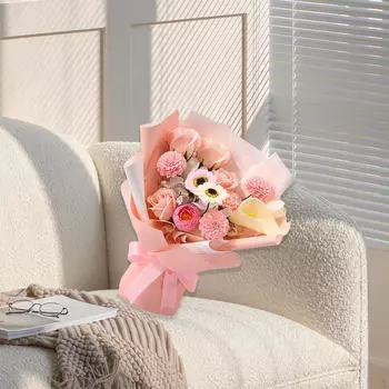 Букет цветов из мыла для ванны, искусственный цветок, поделки на День учителя розовый