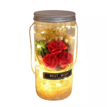 Букет цветов из мыла ручной работы со светодиодной гирляндой в бутылке с подвесной веревкой для свадьбы в День святого Валентина Assorted Color