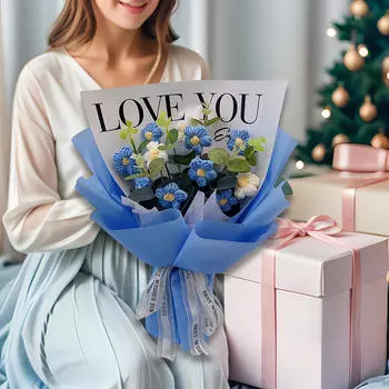 Букет цветов крючком. Вязаный подарок ко Дню матери. Готовое украшение для учителя. красный