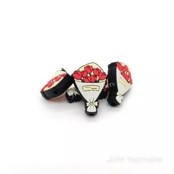 Букет цветов Силиконовые фокусные бусины, Силиконовые бусины ко Дню святого Валентина оптом Set of 10 красный