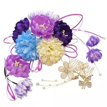 Букет для волос, стильное свадебное украшение, корсаж, стиль, шпилька, гребень, набор из 3 предметов, бижутерия, кимоно с длинными рукавами, церемония совершеннолетия,