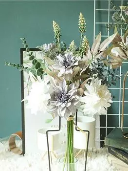 Букет георгин из искусственных цветов для вечеринки, фестиваля, праздника, украшения дома, свадьбы и офиса белый