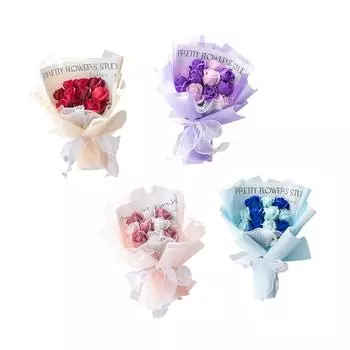 Букет искусственных цветов из мыла Букет искусственных роз из мыла на день рождения Подарок на День святого Валентина Украшение для вечеринки фиолетовый