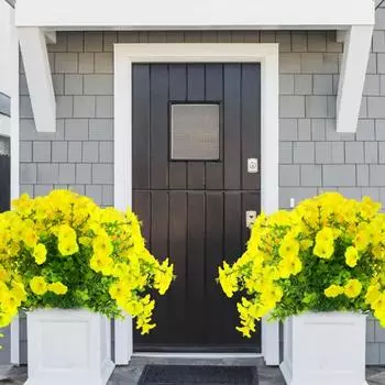 Букет искусственных цветов петунии, искусственные цветы для улицы, реалистичные, устойчивые к ультрафиолетовому излучению, искусственные цветы для крыльца, патио, подвесной корзины 5pcs