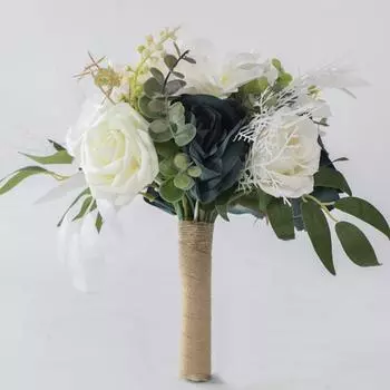 Букет искусственных роз из искусственных цветов, шелковые цветы, свадебные букеты, искусственные цветы, ваза для бросания цветов, декор для обеденного стола оранжевый