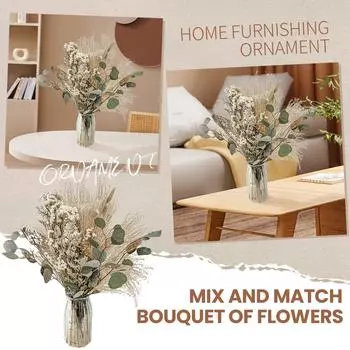 Букет из 45 сухоцветов, натуральный микс и украшение, элитное украшение для гостиной One Size белый