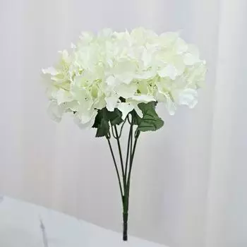 Букет из 5 искусственных гортензий, украшение из искусственных цветов, украшение для обеденного стола в гостиной, украшение для свадебного букета, сухоцветы белый