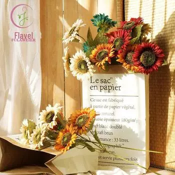 Букет из искусственного шелка с подсолнухами для свадеб и декора красный