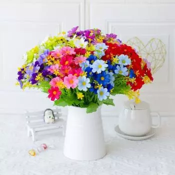 Букет из искусственных цветов, 28 головок, реалистичные искусственные шелковые цветы, свадебная вечеринка, домашний офис, центральный элемент стола, пластиковые искусственные цветочные растения, украшение светло-фиолетовый