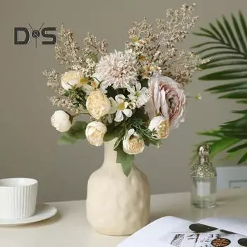 Букет из искусственных цветов, реалистичный искусственный шелковый цветок, украшение для свадебного стола, домашнего офиса, искусственные цветочные растения, цветочная композиция, украшение розовый