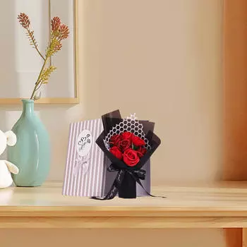 Букет из искусственных мыльных роз 19x29 см, реалистичный подарок ручной работы на День святого Валентина для подруги розовый