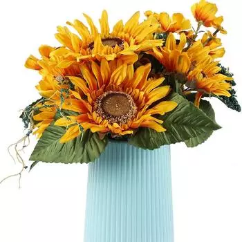 Букет из искусственных подсолнухов, 13 головок, 19,3 дюйма, шелковые подсолнухи, искусственные цветы, цветочная композиция для свадебной вечеринки, офисного стола, домашнего декора жёлтый