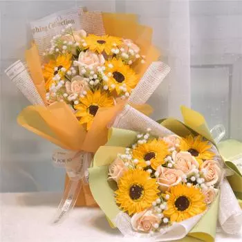 Букет из искусственных роз, держащий в руке мыльный цветок, выпускной сезон, день святого валентина, годовщина, выпускник, учитель зелёный