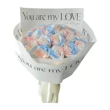 Букет из искусственных роз в подарок женщине, маме, жене и девушке на свадьбу Pink and Blue