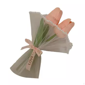 Букет из искусственных тюльпанов для подарка на помолвку и свадебного декора розовый