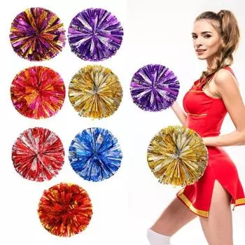 Букет из металлической фольги, ручные цветы для детей, подростков, спортивная команда, игра с мячом, растяжки для болельщиков, помпоны серебряный/золотой