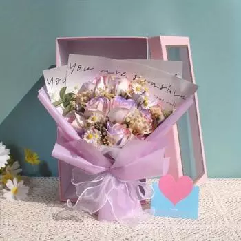 Букет из мыльных роз Искусственные свадебные цветы Подарок на День матери Букет на выпускной с упаковочным пакетом Подарок на День святого Валентина LS D