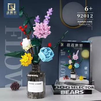 Букет из строительных блоков Qizhile, вечная цветочная композиция, украшение, ручная работа, сборка строительных блоков, игрушка из строительных блоков