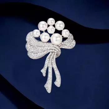 Букет из жемчуга Брошь Женский Высококачественный Тяжелая Промышленность Креативный Корсаж Универсальный Аксессуары Для Одежды Electroplating silver серый