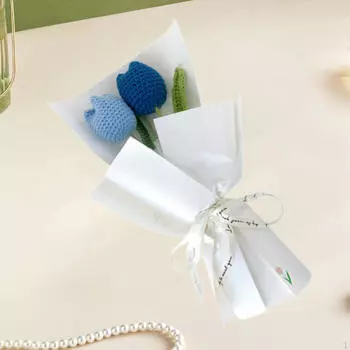 Букет крючком, ручной работы, искусственные цветы, стабилизированные цветы, на День матери