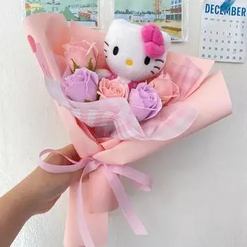 Букет кукол Sanrio Flower Ranunculus, Hello Kitty, 1 шт., популярный персонаж в Корее