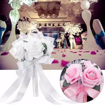 Букет невесты, держащий цветок, искусственная роза, шелковый букет, украшение для подружки невесты