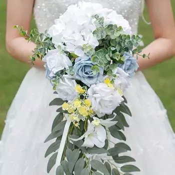 Букет невесты Каскадные свадебные букеты для невесты Искусственные свадебные букеты для свадебной церемонии и годовщины Декор на День святого Валентина