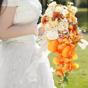 Букет невесты Каскадные свадебные букеты для невесты Искусственные свадебные букеты для свадебной церемонии и годовщины Декор на День святого Валентина