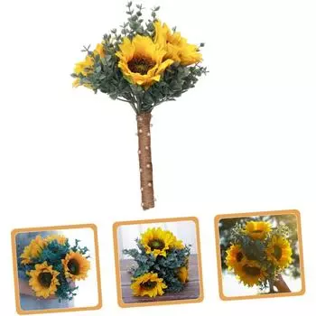 Букет невесты «Подсолнух» Каскадный свадебный букет Букеты невесты для свадьбы Каскадные букеты «Подсолнух» Цветочные центральные композиции Полевые цветы жёлтый