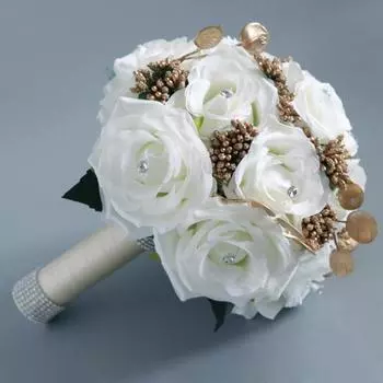 Букет невесты Свадебные букеты для невесты Розы Свадебный букет Цветочный свадебный букет с бриллиантами для помолвки Девичник белый