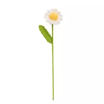 Букет ручной вязки из искусственных шерстяных цветов, связанных крючком. Маленькие маргаритки.