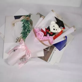 Букет Украшение Медведь Букет Подсолнух Мультяшный Милый Медведь Церемония Выпускного B