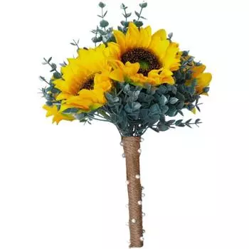 Букеты невесты Подсолнух Букет невесты Каскадный свадебный букет для свадьбы Подсолнух Каскадные букеты Цветочные центральные украшения Полевые цветы жёлтый