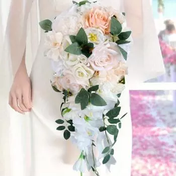 Букеты невесты Свадебные букеты для невесты Искусственные цветы Искусственные розы Цветы для свадебной церемонии Свадебные цветы Весенний юбилей Уличный декор розовый