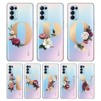 Буква алфавита цветы Z для OPPO Reno7 SE 6 5 ZF 4G 5G Find X2 X3 Neo Lite Pro Plus прозрачный мягкий чехол для телефона Coque OPPO Reno5 F 4G