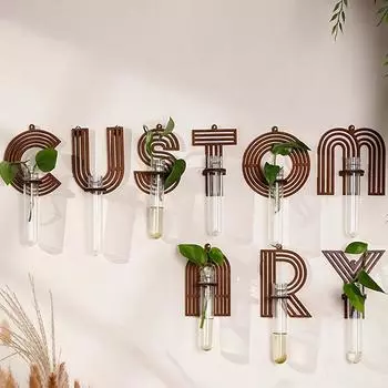 Буква AZ Цветочная композиция DIY Настенная ваза Украшения Пластиковый выдолбленный дизайн Подвесные декоративные украшения для дома