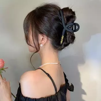 Буква Черный Захват Зажим Премиум Темперамент Акула Зажим Заколка Женская Затылок Большой Головной Убор