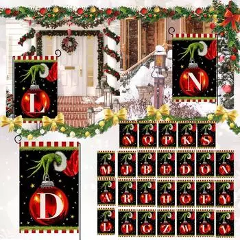 Буква из мультфильма, рука, садовый флаг, буква, рождественское вертикальное, двухстороннее внешнее украшение, семейная фамилия, инициальный флаг One Size