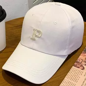 Буква P Вышивка Мужская Летняя Бейсболка для Защиты от Солнца Дышащая Шляпа белый