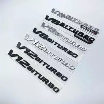 Буквенная эмблема для Mercedes Benz AMG V12BITURBO V8 BITURBO 4MATIC + Стайлинг автомобиля, наклейка с логотипом на крыло, хром, черный, красный glossy black