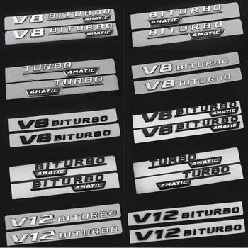 Буквенная эмблема для V12biturbo V8 Biturbo 4matic + Turbo 4matic, Стайлинг автомобиля, наклейка с логотипом Fender, хром, черный, красный-эмблемы TURBO 4MATIC chrome