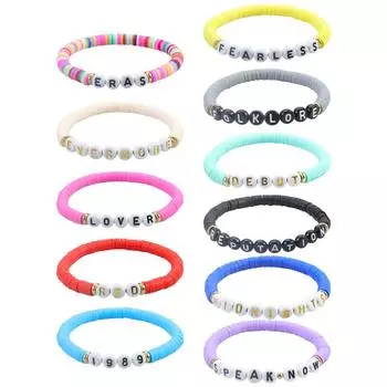 Буквенно-цифровой браслет 1989 года из мягкой керамики, цветные универсальные украшения 1